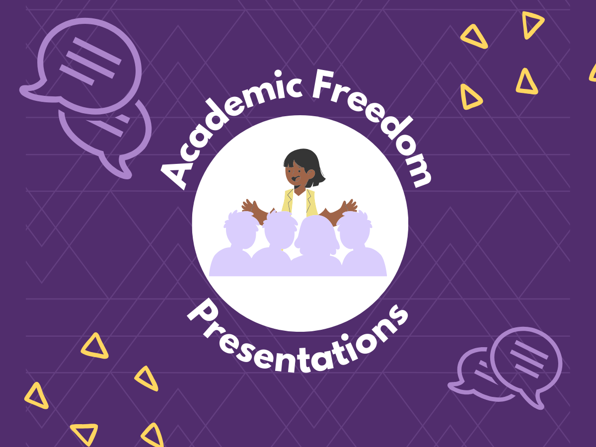 Academic Freedom Presentations - person speaking to crowd