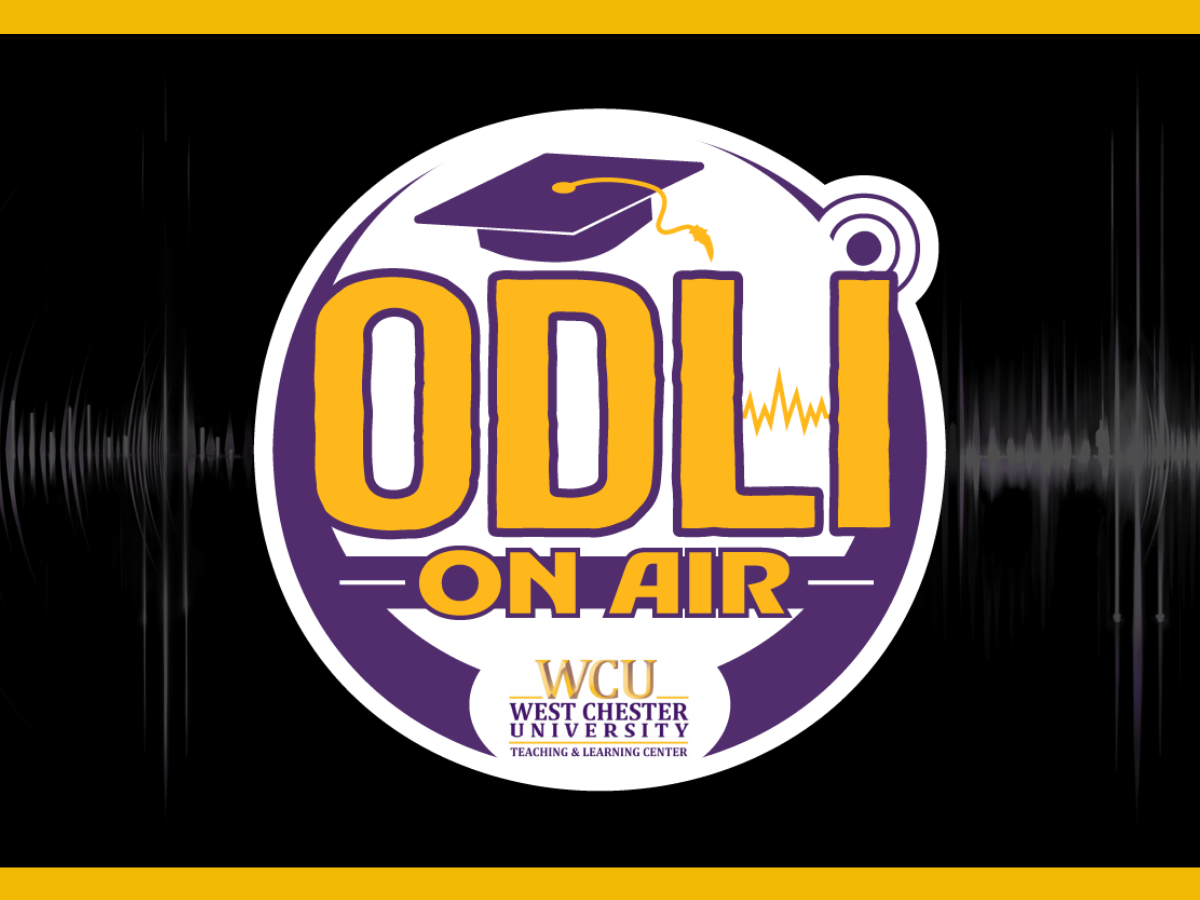ODLI on Air over West Chester University Logo and under a graduation cap